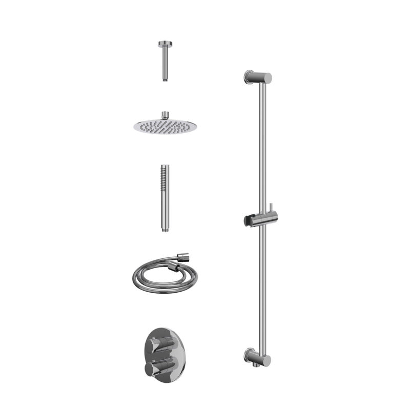 Winkelwagen 11 Excl. inbouwbox regendoucheset inbouwthermostaatkraan met 2-weg stop-omstel, plafondbuis 15cm, R20cmSL, glijstang met uitlaat