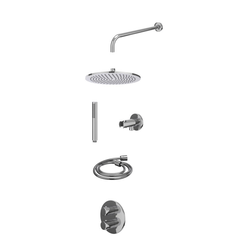 Winkelwagen 11 Excl. inbouwbox regendoucheset inbouwthermostaatkraan met 2-weg stop-omstel, wandarm, R30cmME, houder met uitlaat, doucheslang 150cm en staafmodel