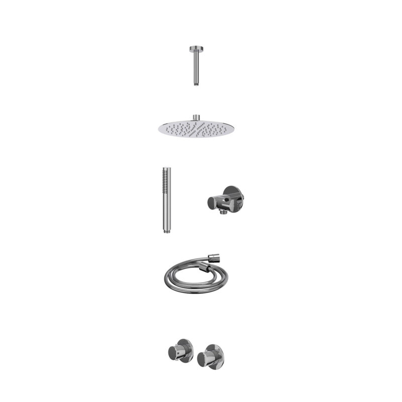Excl. inbouwbox regendoucheset inbouwthermostaatkraan met 2-weg stop-omstel symmetry, 15cm plafondbuis, R25cmSL, verstelbare 