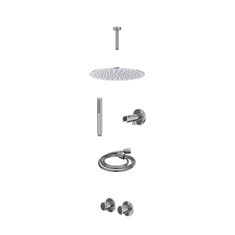Winkelwagen 6 Excl. inbouwbox regendoucheset inbouwthermostaatkraan met 2-weg stop-omstel symmetry, 15cm plafondbuis, R30cmSL, houder met u