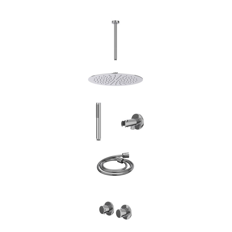 Winkelwagen 9 Excl. inbouwbox regendoucheset inbouwthermostaatkraan met 2-weg stop-omstel symmetry, 30cm plafondbuis, R30cmSL, houder met uitlaat, doucheslang 150cm en staafmodel
