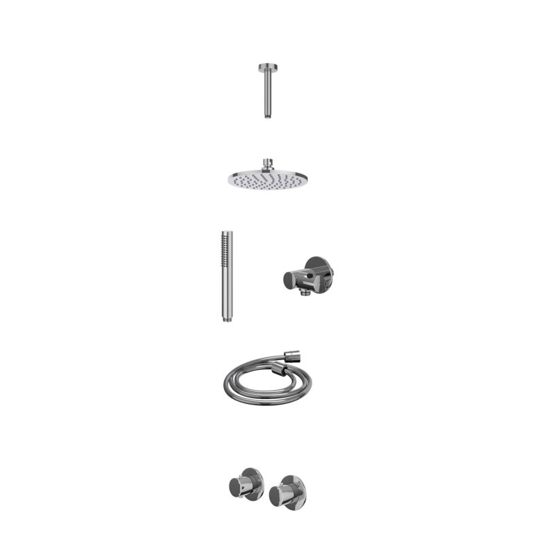 Winkelwagen 16 Excl. inbouwbox regendoucheset inbouwthermostaatkraan met 2-weg stop-omstel symmetry, 15cm plafondbuis, R20cmME, verstelbare steun met geïnt. uitlaat, doucheslang 150cm en staafmodel