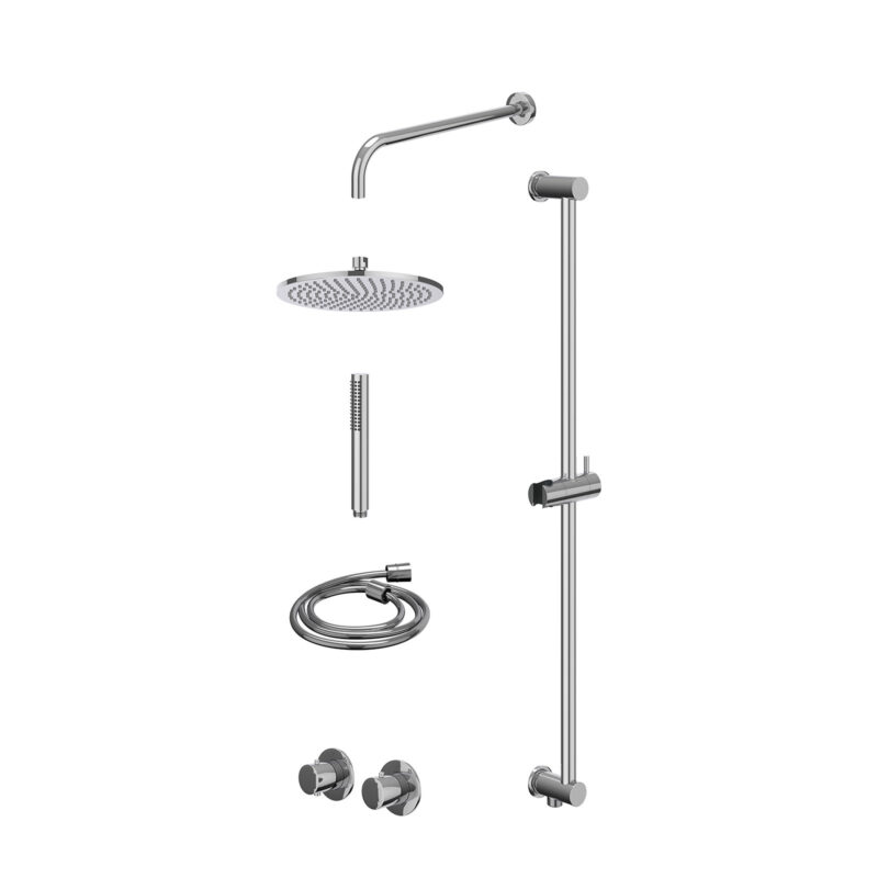 Winkelwagen 25 Excl. inbouwbox regendoucheset inbouwthermostaatkraan met 2-weg stop-omstel symmetry, 40cm wandarm, R25cmME, glijstang met ui