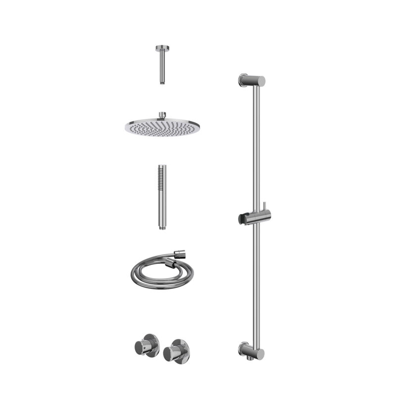 Winkelwagen 16 Excl. inbouwbox regendoucheset inbouwthermostaatkraan met 2-weg stop-omstel symmetry, 15cm plafondbuis, R25cmME, glijstang met uitlaat, doucheslang 150cm en staafmodel