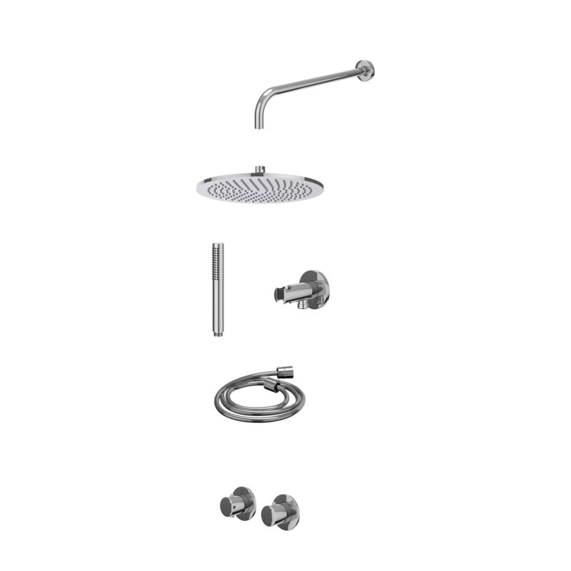 Winkelwagen 33 Excl. inbouwbox regendoucheset inbouwthermostaatkraan met 2-weg stop-omstel symmetry, 40cm wandarm, R30cmME, houder met uitla