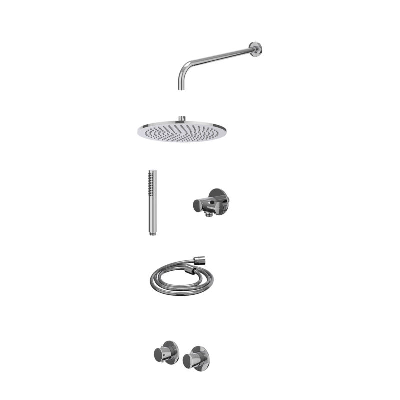 Excl. inbouwbox regendoucheset inbouwthermostaatkraan met 2-weg stop-omstel symmetry, 40cm wandarm, R30cmME, verstelbare steu