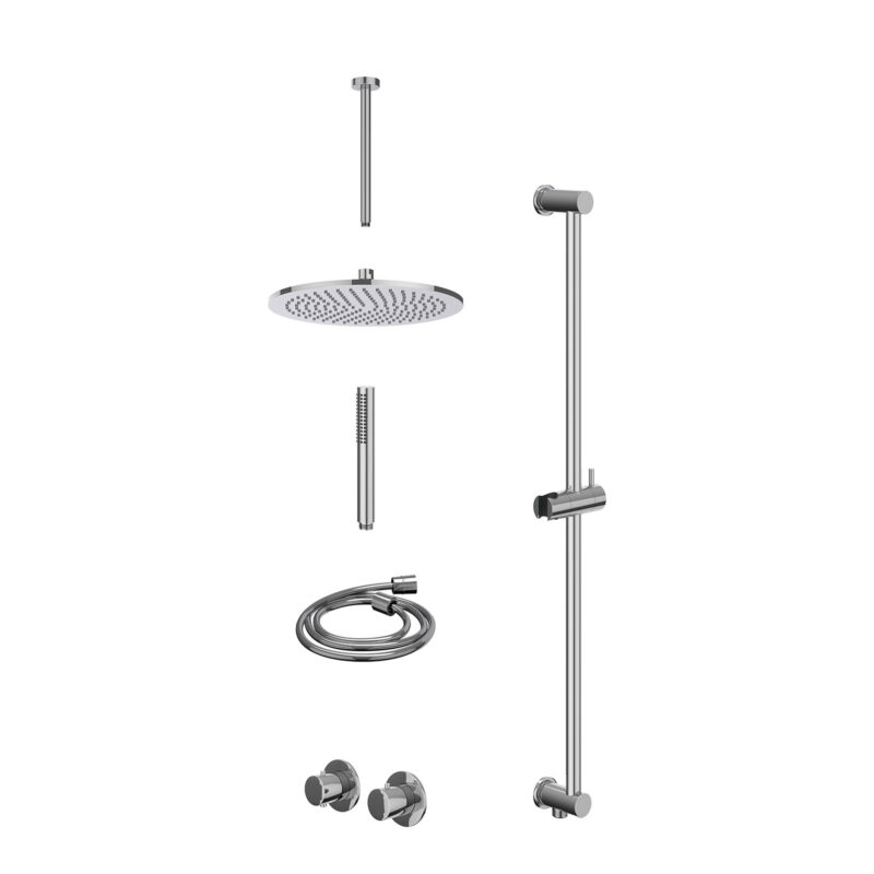 Winkelwagen 53 Excl. inbouwbox regendoucheset inbouwthermostaatkraan met 2-weg stop-omstel symmetry, 30cm plafondbuis, R30cmME, glijstang me