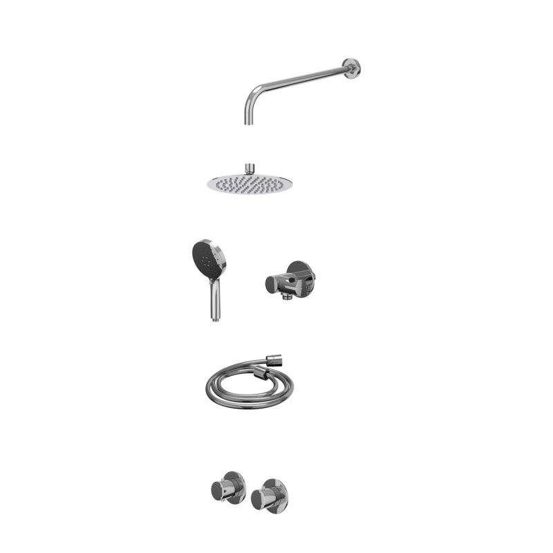 Winkelwagen 13 Excl. inbouwbox regendoucheset inbouwthermostaatkraan met 2-weg stop-omstel symmetry, 40cm wandarm, R20cmSL, verstelbare steun met geïnt. uitlaat, doucheslang 150cm en 3-standen handdouche