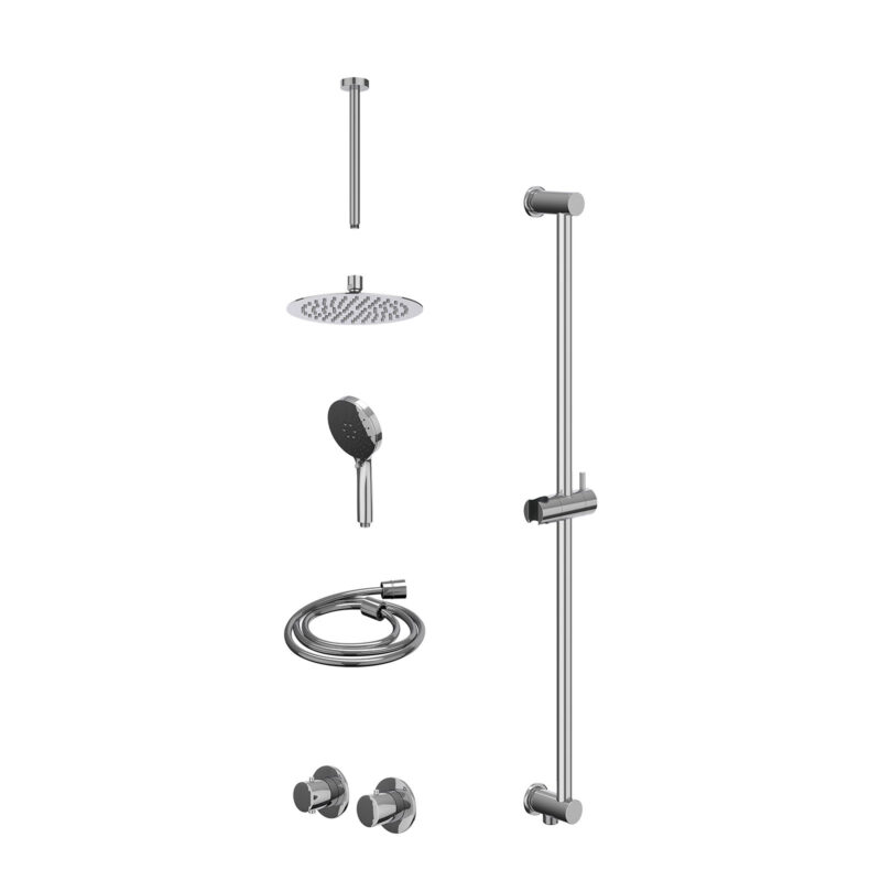 Winkelwagen 6 Excl. inbouwbox regendoucheset inbouwthermostaatkraan met 2-weg stop-omstel symmetry, 30cm plafondbuis, R20cmSL, glijstang met uitlaat, doucheslang 150cm en 3-standen handdouche
