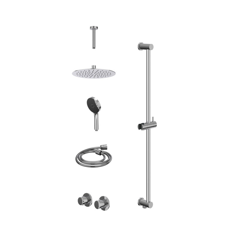 Winkelwagen 16 Excl. inbouwbox regendoucheset inbouwthermostaatkraan met 2-weg stop-omstel symmetry, 15cm plafondbuis, R25cmSL, glijstang met uitlaat, doucheslang 150cm en 3-standen handdouche