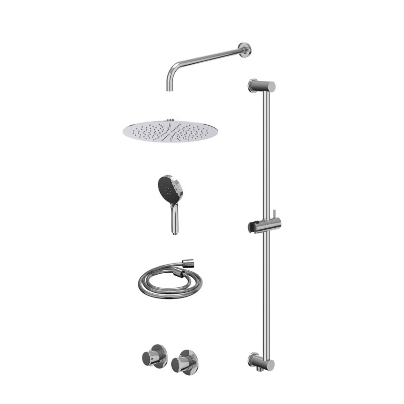 Winkelwagen 29 Excl. inbouwbox regendoucheset inbouwthermostaatkraan met 2-weg stop-omstel symmetry, 40cm wandarm, R30cmSL, glijstang met uitlaat, doucheslang 150cm en 3-standen handdouche