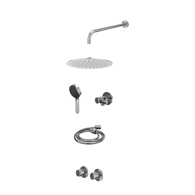 Winkelwagen 29 Excl. inbouwbox regendoucheset inbouwthermostaatkraan met 2-weg stop-omstel symmetry, 40cm wandarm, R30cmSL, verstelbare steun met geïnt. uitlaat, doucheslang 150cm en 3-standen handdouche