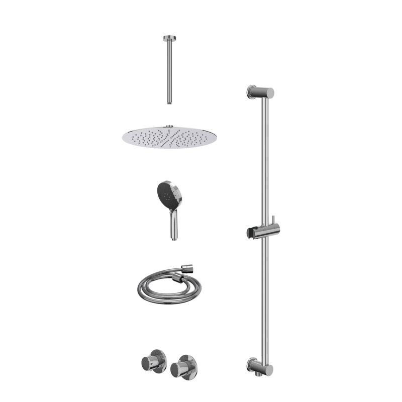 Excl. inbouwbox regendoucheset inbouwthermostaatkraan met 2-weg stop-omstel symmetry, 30cm plafondbuis, R30cmSL, glijstang me