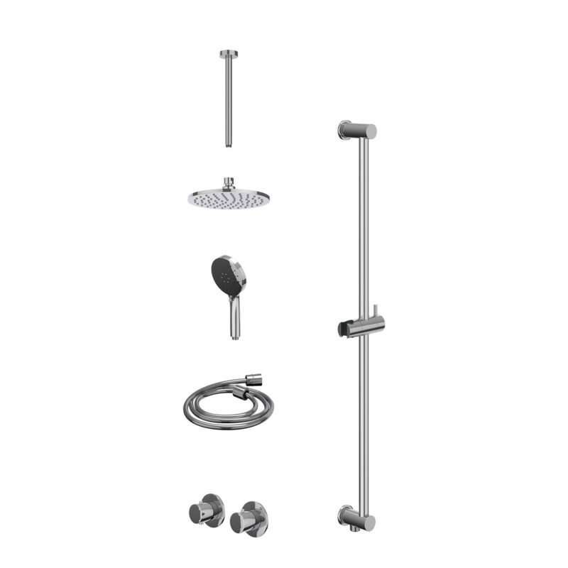 Winkelwagen 20 Excl. inbouwbox regendoucheset inbouwthermostaatkraan met 2-weg stop-omstel symmetry, 30cm plafondbuis, R20cmME, glijstang met uitlaat, doucheslang 150cm en 3-standen handdouche