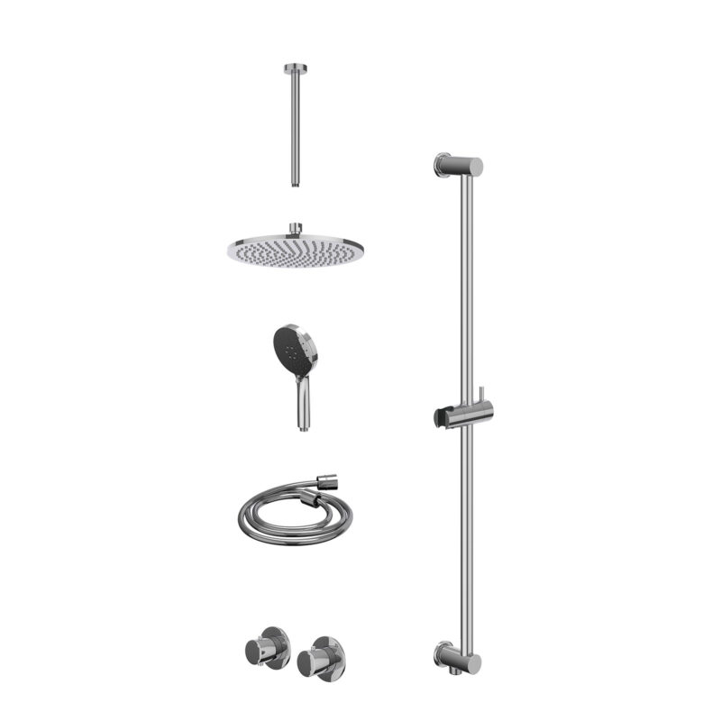 Winkelwagen 11 Excl. inbouwbox regendoucheset inbouwthermostaatkraan met 2-weg stop-omstel symmetry, 30cm plafondbuis, R25cmME, glijstang me