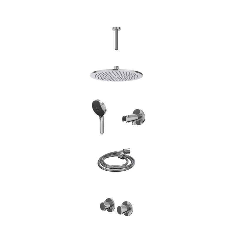 Excl. inbouwbox regendoucheset inbouwthermostaatkraan met 2-weg stop-omstel symmetry, 15cm plafondbuis, R30cmME, houder met u