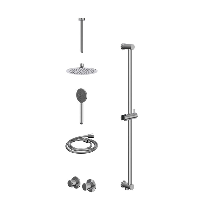 Excl. inbouwbox regendoucheset inbouwthermostaatkraan met 2-weg stop-omstel symmetry, 30cm plafondbuis, R20cmSL, glijstang me