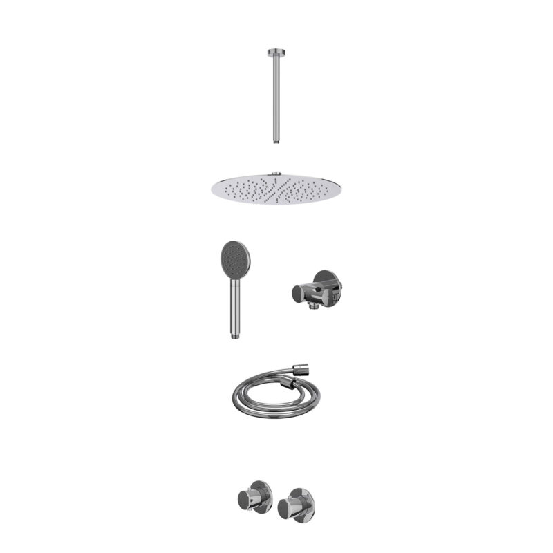 Excl. inbouwbox regendoucheset inbouwthermostaatkraan met 2-weg stop-omstel symmetry, 30cm plafondbuis, R30cmSL, verstelbare 