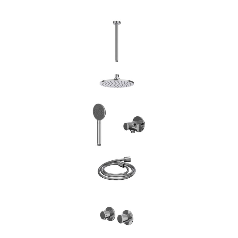 Excl. inbouwbox regendoucheset inbouwthermostaatkraan met 2-weg stop-omstel symmetry, 30cm plafondbuis, R20cmME, verstelbare 