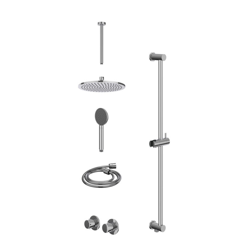 Excl. inbouwbox regendoucheset inbouwthermostaatkraan met 2-weg stop-omstel symmetry, 30cm plafondbuis, R25cmME, glijstang me