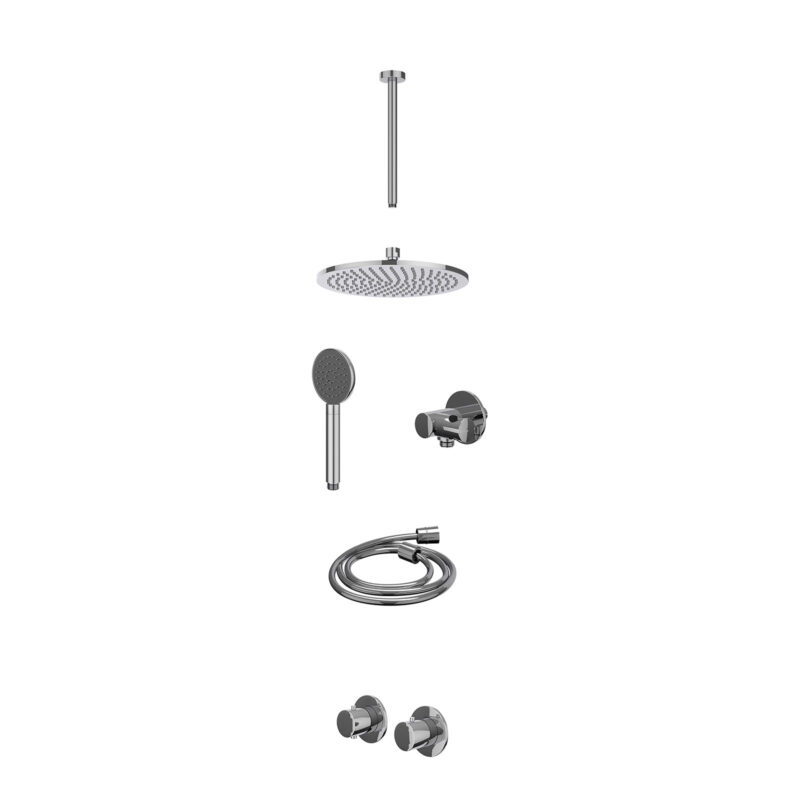 Excl. inbouwbox regendoucheset inbouwthermostaatkraan met 2-weg stop-omstel symmetry, 30cm plafondbuis, R25cmME, verstelbare 