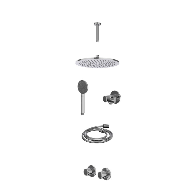 Excl. inbouwbox regendoucheset inbouwthermostaatkraan met 2-weg stop-omstel symmetry, 15cm plafondbuis, R30cmME, verstelbare 