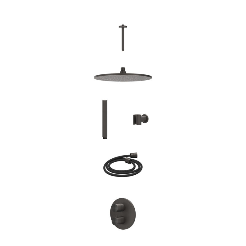 Winkelwagen 21 Excl. inbouwbox regendoucheset inbouwthermostaatkraan met 2-weg stop-omstel, plafondbuis 20cm, R30cmME, houder met uitlaat, doucheslang 150cm en staafmodel