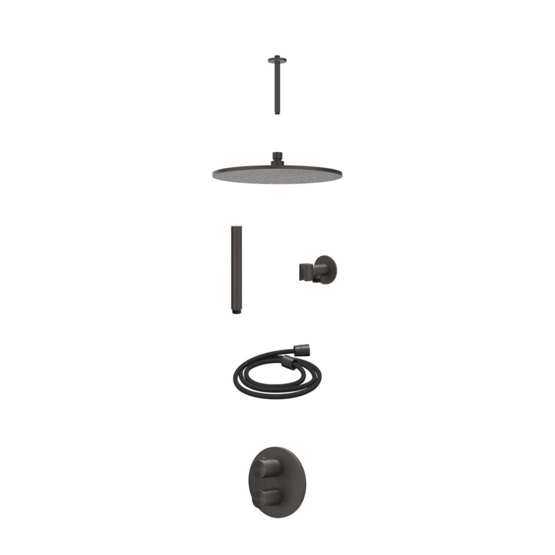 Winkelwagen 8 Excl. inbouwbox regendoucheset inbouwthermostaatkraan met 2-weg stop-omstel, plafondbuis 20cm, R30cmME, glijstang met uitlaat, doucheslang 150cm en staafmodel