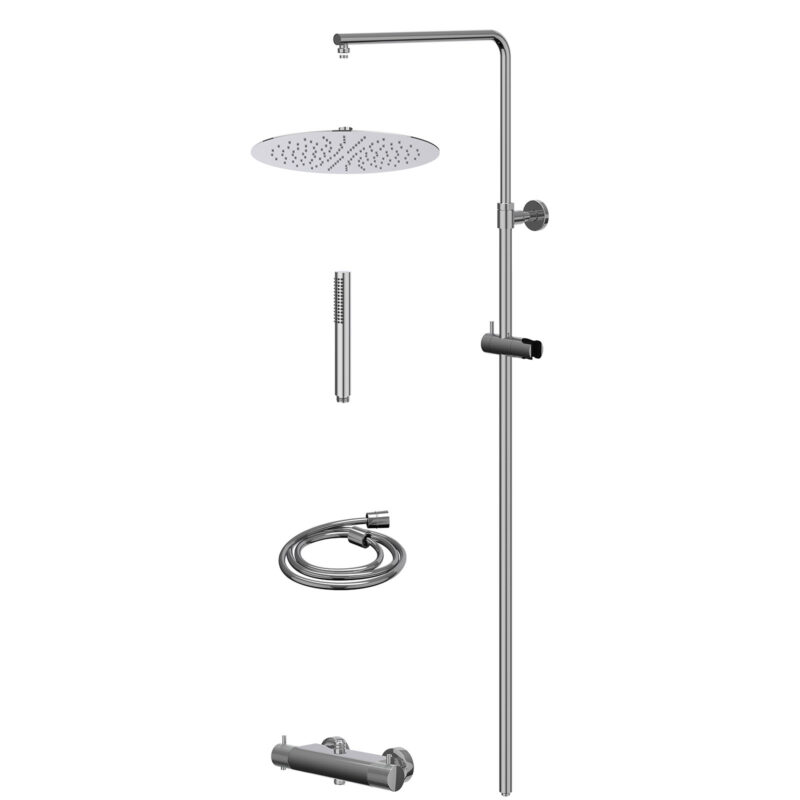 Regendoucheset thermostatisch opbouw set R30cmSL en staafmodel