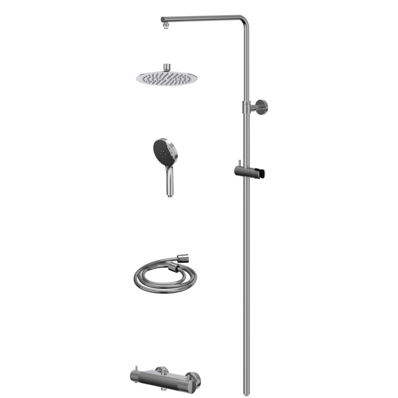 Regendoucheset thermostatisch opbouw set R20cmSL en 3-standen handdouche