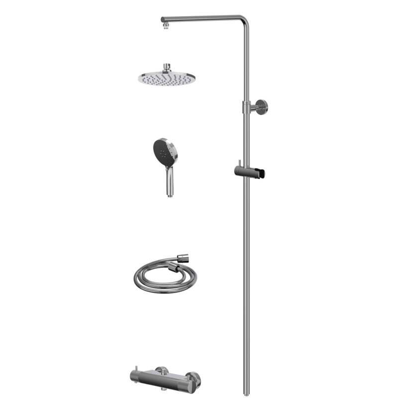 Regendoucheset thermostatisch opbouw set R20cmME en 3-standen handdouche
