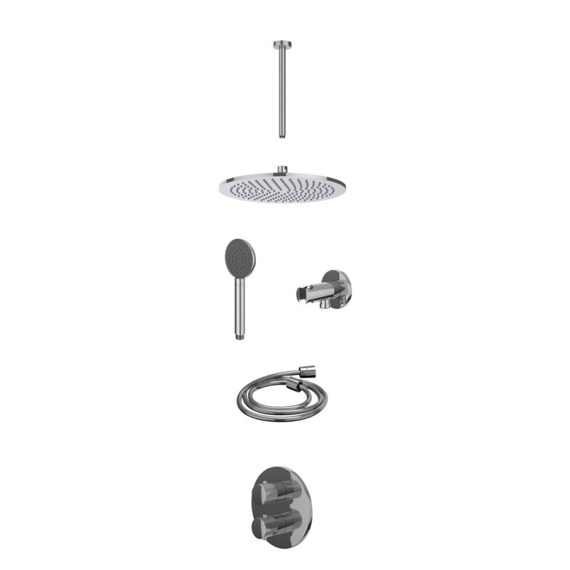 Winkelwagen 41 Excl. inbouwbox regendoucheset inbouwthermostaatkraan met 2-weg stop-omstel, plafondbuis 30cm, R30cmME, houder met uitlaat, d