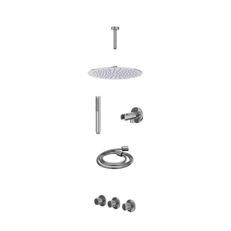 Winkelwagen 19 Excl. inbouwbox regendoucheset inbouwthermostaatkraan met 2 vaste stopkranen symmetry, plafondbuis 15cm, R30cmSL, houder met