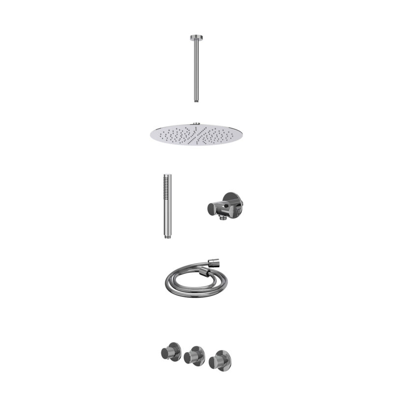 Winkelwagen 43 Excl. inbouwbox regendoucheset inbouwthermostaatkraan met 2 vaste stopkranen symmetry, plafondbuis 30cm, R30cmSL, verstelbare