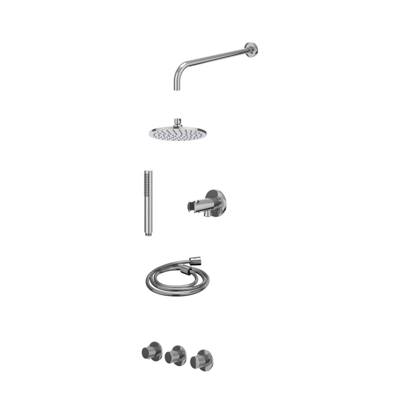 Online woonwinkel 24 Excl. inbouwbox regendoucheset inbouwthermostaatkraan met 2 vaste stopkranen symmetry, wandarm, R20cmME, houder met uitlaat,