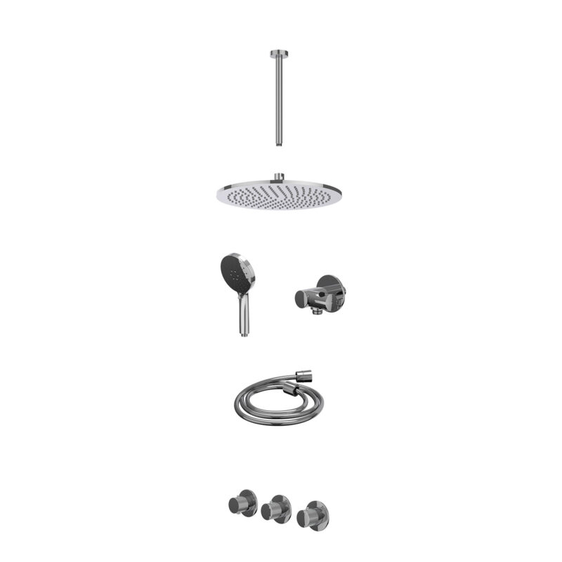 Excl. inbouwbox regendoucheset inbouwthermostaatkraan met 2 vaste stopkranen symmetry, plafondbuis 30cm, R30cmME, verstelbare