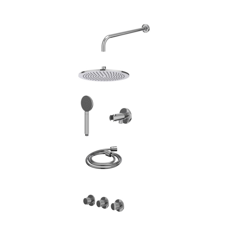Winkelwagen 13 Excl. inbouwbox regendoucheset inbouwthermostaatkraan met 2 vaste stopkranen symmetry, wandarm, R30cmME, houder met uitlaat,
