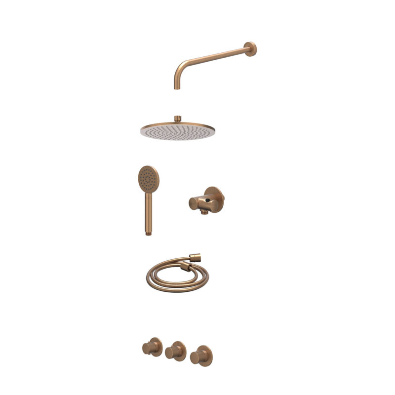 Excl. inbouwbox regendoucheset inbouwthermostaatkraan met 2 vaste stopkranen symmetry, wandarm, R25cmME, verstelbare steun me