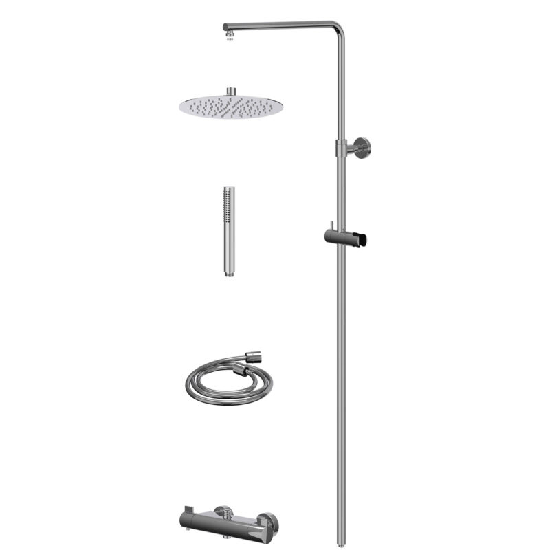 Regendoucheset thermostatisch opbouw set R25cmSL en staafmodel BlokWoonWereld IVY Collectie