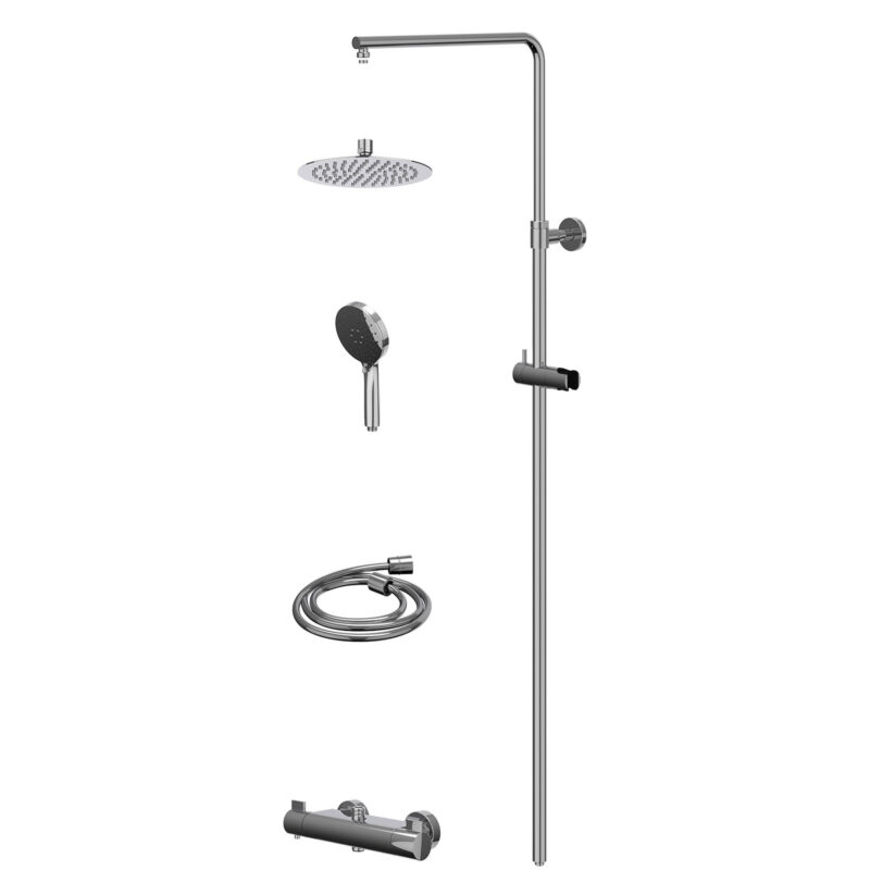 Regendoucheset thermostatisch opbouw set R20cmSL en 3-standen handdouche