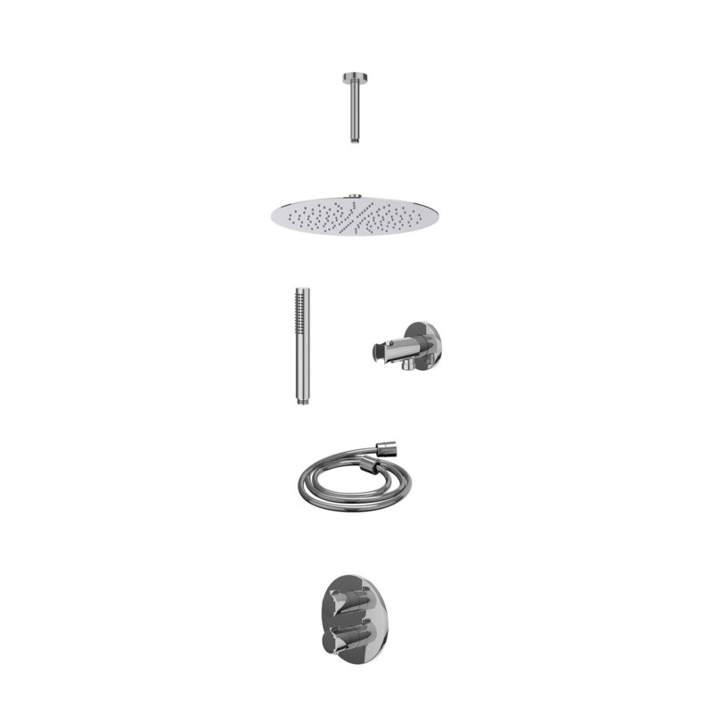 Winkelwagen 51 Excl. inbouwbox regendoucheset inbouwthermostaatkraan met 2-weg stop-omstel, plafondbuis 15cm, R30cmSL, houder met uitlaat, d