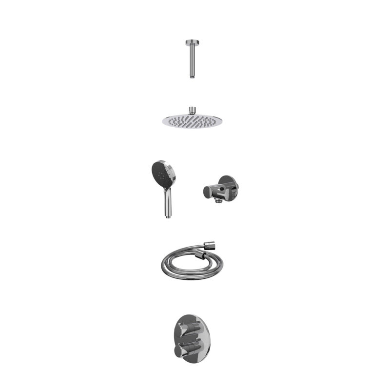 Winkelwagen 6 Excl. inbouwbox regendoucheset inbouwthermostaatkraan met 2-weg stop-omstel, plafondbuis 15cm, R20cmSL, verstelbare steun met