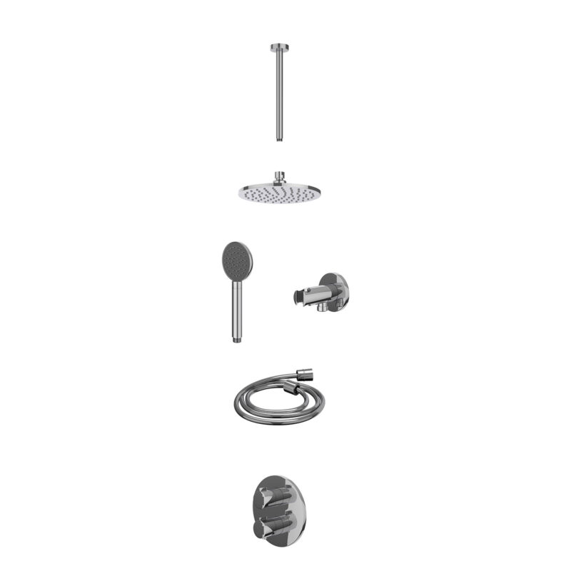 Winkelwagen 9 Excl. inbouwbox regendoucheset inbouwthermostaatkraan met 2-weg stop-omstel, plafondbuis 30cm, R20cmME, houder met uitlaat, d
