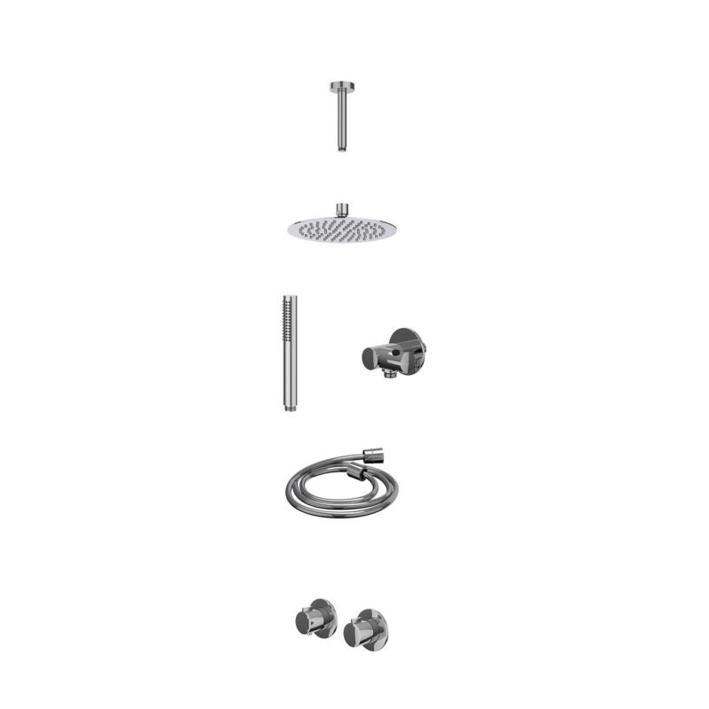 Excl. inbouwbox regendoucheset inbouwthermostaatkraan met 2-weg stop-omstel symmetry, 15cm plafondbuis, R20cmSL, verstelbare 