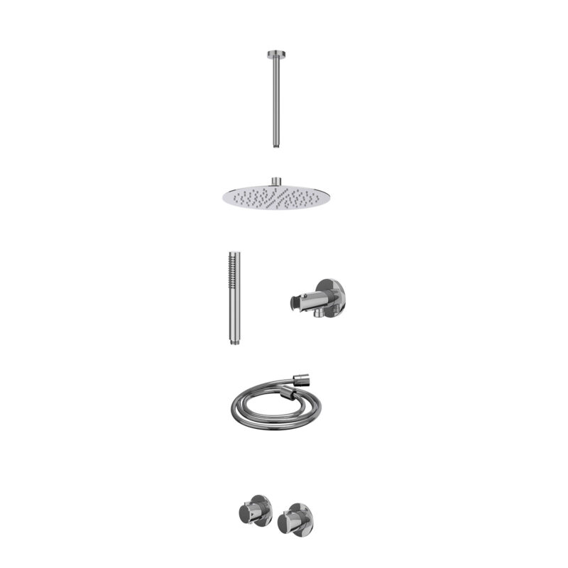 Winkelwagen 23 Excl. inbouwbox regendoucheset inbouwthermostaatkraan met 2-weg stop-omstel symmetry, 30cm plafondbuis, R25cmSL, houder met u
