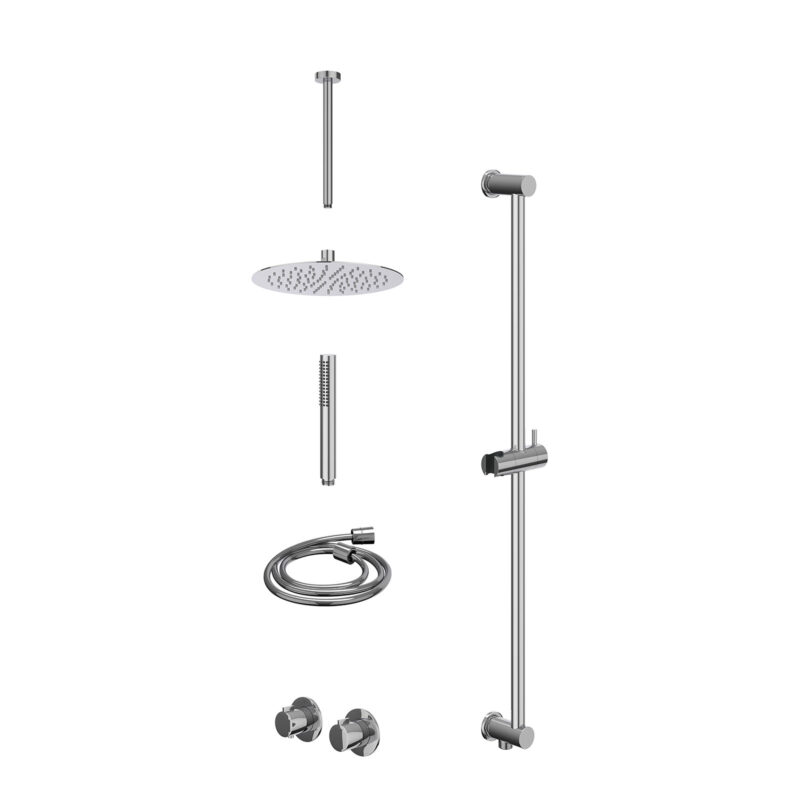 Excl. inbouwbox regendoucheset inbouwthermostaatkraan met 2-weg stop-omstel symmetry, 30cm plafondbuis, R25cmSL, glijstang me