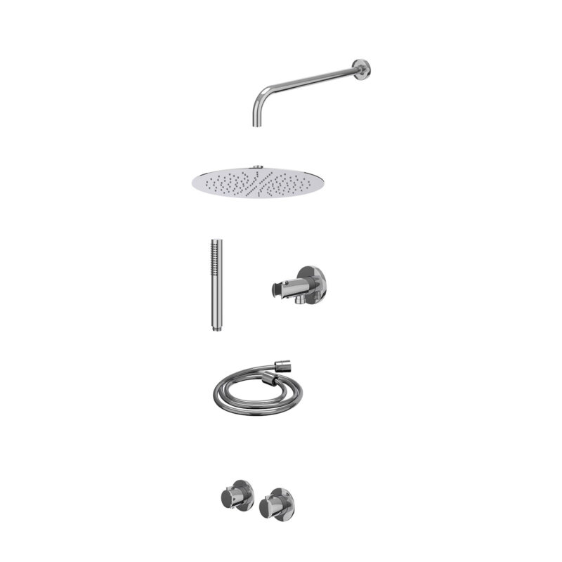 Winkelwagen 6 Excl. inbouwbox regendoucheset inbouwthermostaatkraan met 2-weg stop-omstel symmetry, 40cm wandarm, R30cmSL, houder met uitla