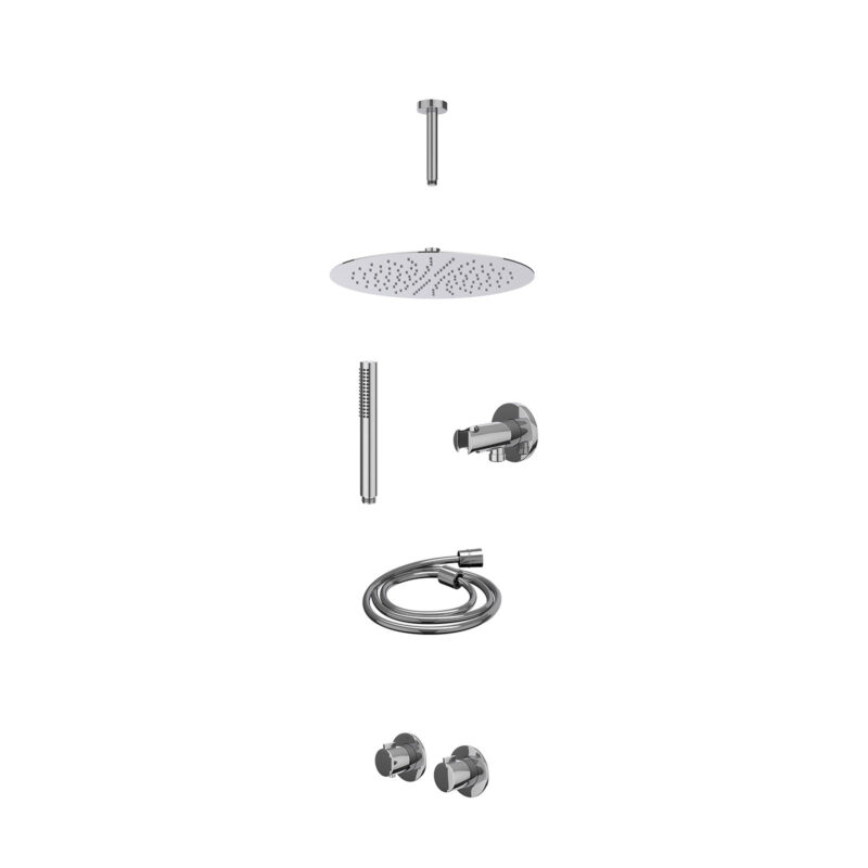 Winkelwagen 11 Excl. inbouwbox regendoucheset inbouwthermostaatkraan met 2-weg stop-omstel symmetry, 15cm plafondbuis, R30cmSL, houder met uitlaat, doucheslang 150cm en staafmodel
