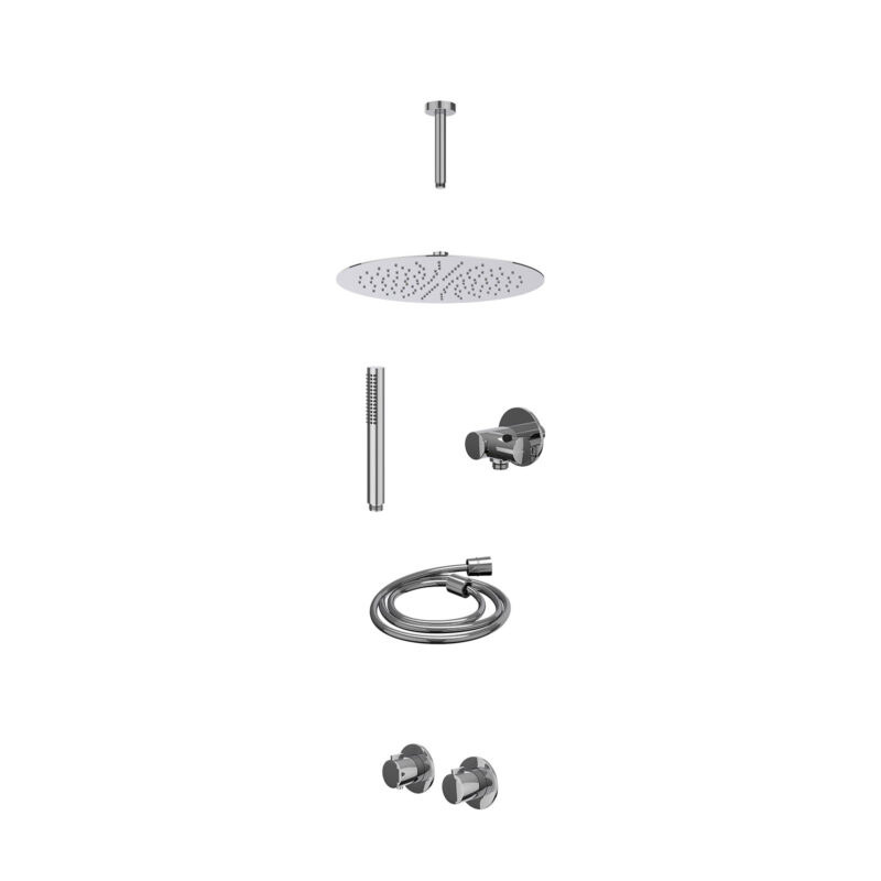 Excl. inbouwbox regendoucheset inbouwthermostaatkraan met 2-weg stop-omstel symmetry, 15cm plafondbuis, R30cmSL, verstelbare 