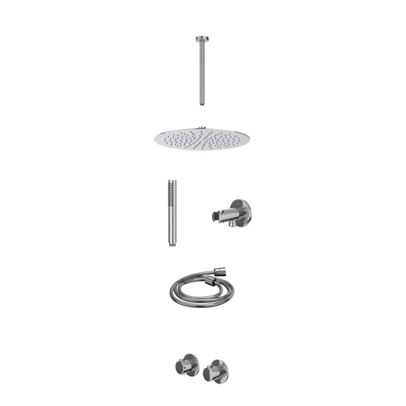 Winkelwagen 8 Excl. inbouwbox regendoucheset inbouwthermostaatkraan met 2-weg stop-omstel symmetry, 30cm plafondbuis, R30cmSL, houder met u